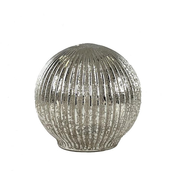 Striped Glass Ball w/ LED Light/Timer 5"