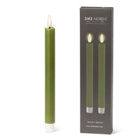 Luxlite S/2 Green LED Taper Candle-9.5"H