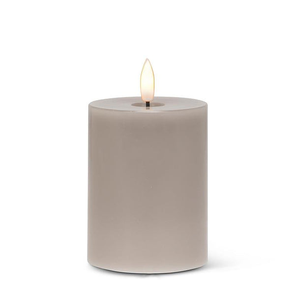 Luxlite Grey LED Pillar Candle-3x4"H