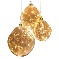 Lg Organic Ball Orn w/LED-Gold-6"H