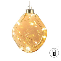 Sm Organic Ball Orn w/LED-Gold-4"H