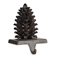 Pinecone Stocking Holder-Dk Brn-8"