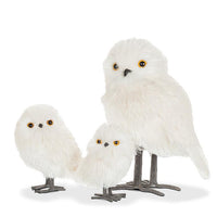 Lg Fluffy Owl-White-12"H