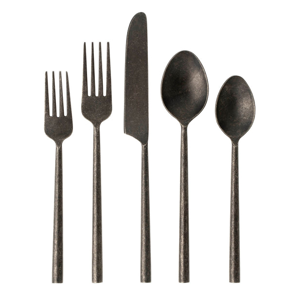 Tides Flatware Tumbled Black 5pc