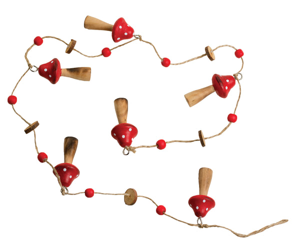 Garland Wood Mushroom/Beads 39.25"