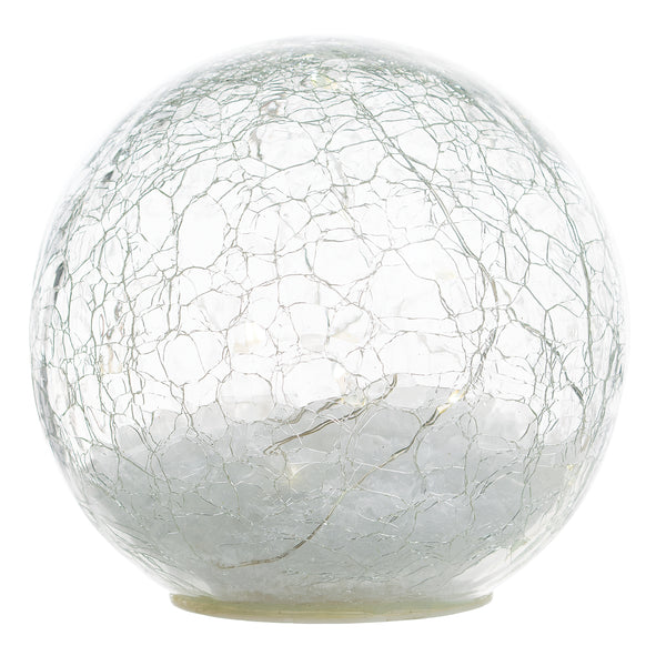 Globe Crackle Glass w/Lights/Snow 6"