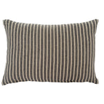 16x24 Pinstripe Linen Pillow Grey
