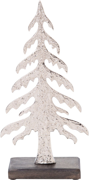 Cast Metal Faux Cypress Tree Silver 10"