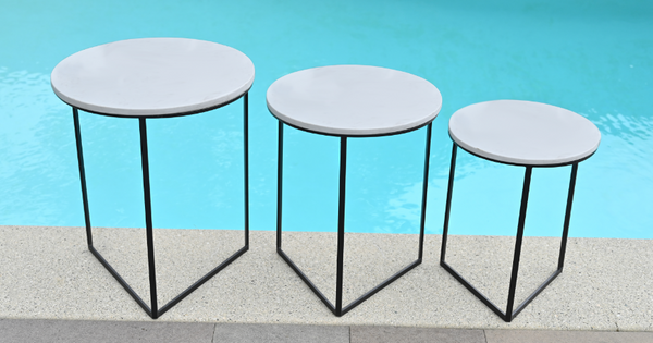 Round Marble Nesting Tables Stand  18x15